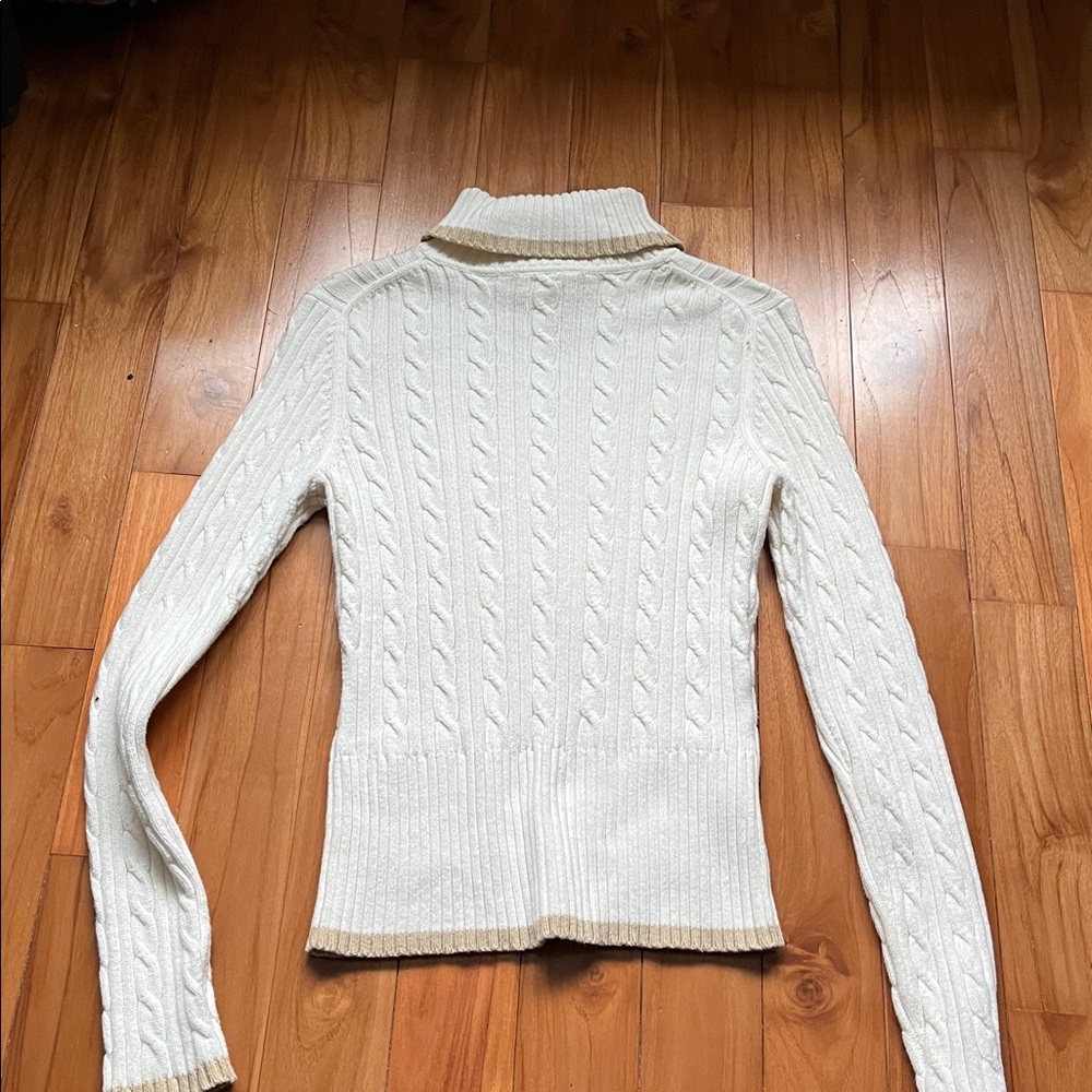 Vintage! Ann Taylor Women's Cream Cable Knit Turtleneck Sweater - Picture 5 of 7